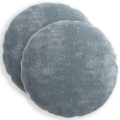 Image de vidaXL, housses de coussin, 2 pièces, HEERLEN, bleu ciel, diamètre 60 cm, tissu en velours