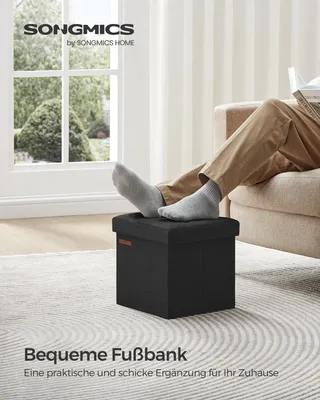 Produktbild von SONGMICS 30 cm Sitzbank mit Stauraum, klappbare Sitztruhe, Aufbewahrungsbox, Fußbank, basisschwarz