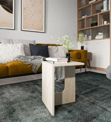 Produktbild von Skye Decor, Moderne Beistelltisch, Travertin, 35 x 47 x 35 cm | 100% melaminbeschichtete Spanplatte | Zerlegt, elegant und funktional für Ihr Zuhause oder Büro.