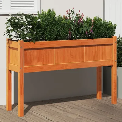 Produktbild von BEI CLORIS Pflanzkübel mit Beinen Wachsbraun 110x31x70cm Massivholz Kiefer - Beete Neu4091893 1parcel