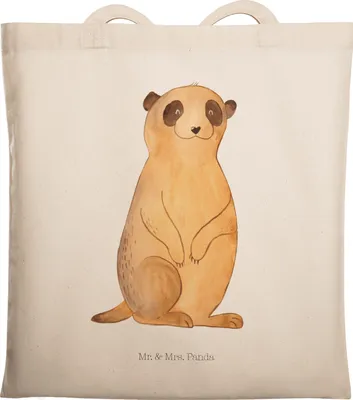 Produktbild von Mr. & Mrs. Panda Tote Bag Erdmännchen - Transparent - Geschenk, studententasche, Uni Tasche, Einkaufstasche, Afrika, Traveling, Roadtrip, Laptoptasche, Spruch, Reisen