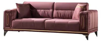 Produktbild von Dreisatzsofa Wohnzimmer 3-Sitzer Sofa Polster Möbel Stoff Rosa Modern Couch
