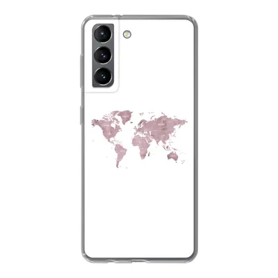 Produktbild von MuchoWow® Handyhülle Schutzhülle Hülle für Samsung Galaxy S21 Weltkarte - Rosa - Weiß Silikon Softcase Handy Hülle - Softcase
