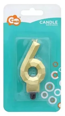 Obrázek produktu pro Svíčka Číslo 6 Diamant 7,6 cm – Godan