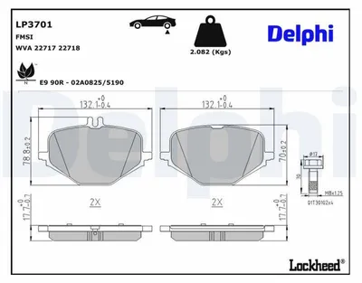 Image de Jeu de plaquettes de frein arrière DELPHI, compatibles avec la MERCEDES-BENZ GLE (W167) LP3701