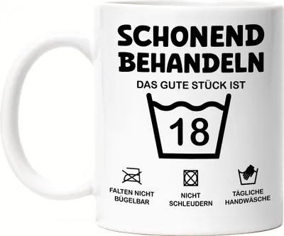 Produktbild von Schonend Behandeln Das Gute Stück ist 18 Tasse Weiß 18. Geburtstag Lustiges Geschenk