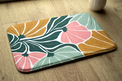 Produktbild von Badteppich Saugfähige - Badezimmer Teppich - Rutschfester Badvorleger Badematte - 75x45 cm - Geometrische Blumen