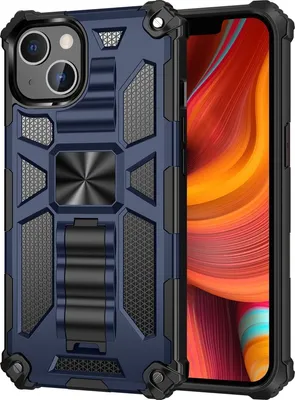 Produktbild von Mobigear Armor Stand iPhone 13 Pro Hülle Hardcase Backcover Stoßfest mit Ständer - Blau