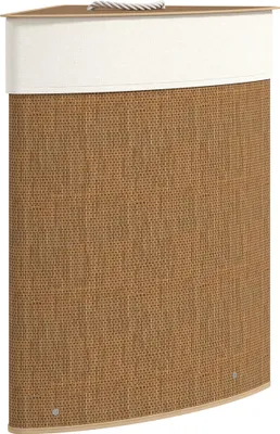 Produktbild von HOMCOM Bambus Wäschekorb mit Deckel 55 L Eck Wäschesammler für Badezimmer