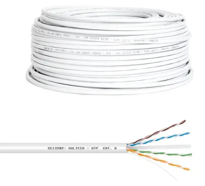 Produktbild von Netzwerkkabel Ethernetkabel LAN-Kabel - 100 m - Cat6 UTP - 23 AWG - Weiß - Für Installation
