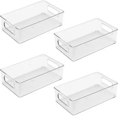 Produktbild von Famanu Aufbewahrungsboxen Set aus 4 stapelbaren Kunststoff-Organizern - Transparent