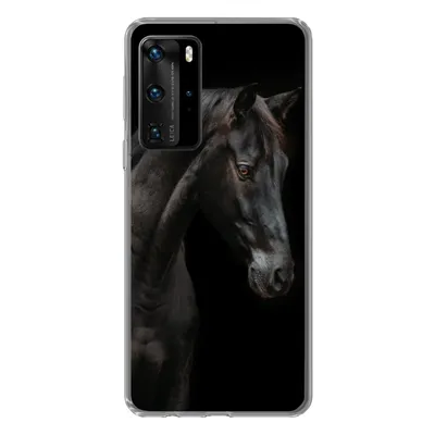 Produktbild von MuchoWow® Handyhülle Schutzhülle Hülle für Huawei P40 Pro Pferd - Tier - Schwarz Silikon Softcase Handy Hülle - Schutz