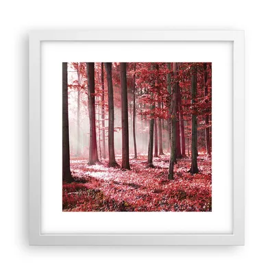 Produktbild von Gerahmtes Poster - Weißer Rahmen - Wald Rot Bäume - 30x30 cm - Wand Bild - Wanddeko - Wandbilder - Kunstposter - Wandposter - Bilderrahmen - Bilder - Kunstdruck - Wanddekoration - P2WAC30x30-4944