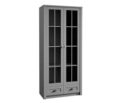 Image de AX LIVING Vitrine en verre Palmano W2T - largeur 90 cm, Gris élégant