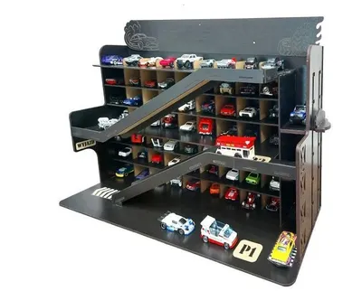 Produktbild von Wandregal Autoregal Fächer für Spielzeugautos mit Aufzug und Parking Modern