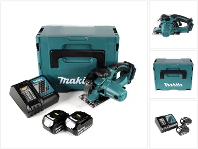 Produktbild von Makita DCS 552 RTJ 18 V Akku Metall Handkreissäge 136 mm im Makpac + 2x 5,0 Ah Akku und Lader + Sägeblatt und Schutzbrille