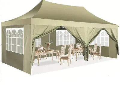 Produktbild von Partyzeltdach - Pavillon - Festzelt - Gartenzelt - Überdachung - 3,05 x 6,1 m, Pop-Up-Aufbau - 6 abnehmbare Seitenteile
