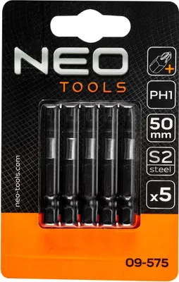 Zdjęcie produktu dla NEO TOOLS Bity udarowe S2, 50 mm, PH1 - 5 szt.