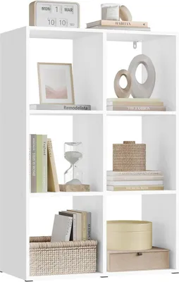 Produktbild von WOLTU Bücherregal mit 6 Würfeln, Standregal Würfelregal Aktenregal, 60x89,5x29 cm : Weiß Farbe: Weiß