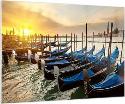 Produktbild von Bilder auf glas - Venedig Gondel - 100x70cm - Glasbilder - Wandbilder - Kunstdruck - zum Aufhängen bereit - Wanddekoration aus Glas - Glas Bilder - Wandbild auf Glas - Einteilig - GAA100x70-3531