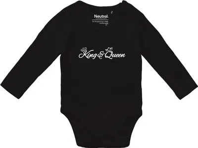 Produktbild von Huuraa Baby Body King & Queen Krone 74 Black  Baumwolle Fairtrade Langarmbody Geschenkidee