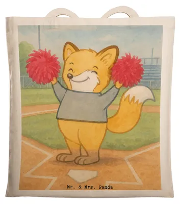 Produktbild von Mr. & Mrs. Panda Jutebeutel Fuchs Cheerleader Design - Weiß - Geschenk, Tote Bag, Turniere, Laptoptasche, Schultasche, Cheerleading, Turnen, Tasche, Turn Club, Shopping