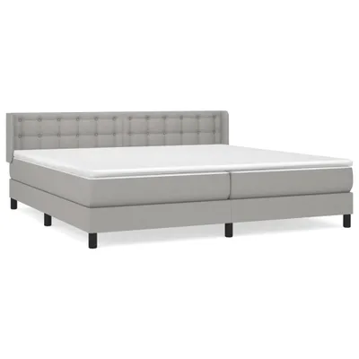 Image de vidaXL Lit boxspring avec matelas gris clair 200x200 cm Tissu
