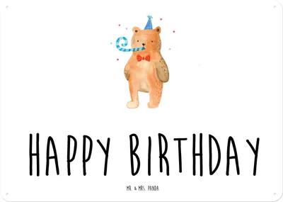 Produktbild von Mr. & Mrs. Panda tafel Bär Geburtstag DIN A4 - Weiß - Geschenk, Wandbild, Retro Blechschild, Alles Gute, Schild, Teddy, Metallbild, Glückwunsch, Happy Birthday