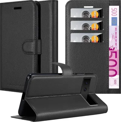 Image de Cadorabo Housse pour Google Pixel 8A Housse en PHANTOM NOIR Housse de protection avec fermeture magnétique, fonction de rangement et porte-cartes