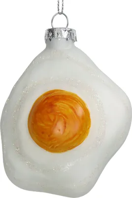 Produktbild von Christbaumschmuck Glas 9,5cm Spiegelei Figur Weiß / Gelb