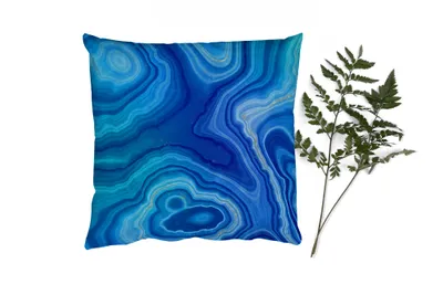 Produktbild von MuchoWow® Zierkissen Sofakissen Wohnzimmer Dekokissen 45x45 cm Marmor - Achat - Blau - Steine - Schlafpolster - Polster für das Sofa