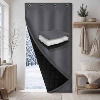 Thermo-Türvorhang, Kälte-Schutz, 420 g/m², 82x204 cm, grau