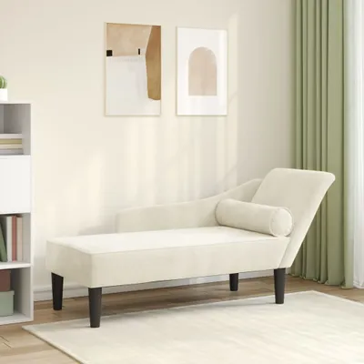 Image de Maison Exclusive - Fauteuil long avec coussin en velours crème