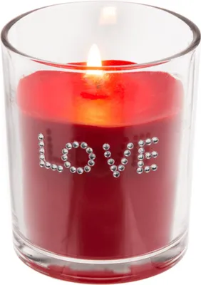 Produktbild von Rote Duftkerze (Rose) im Glas, Love, ca. 7 x 6 cm