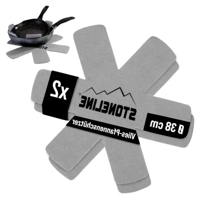 Produktbild von Pfannenschoner aus Filz, 2-teiliges Set, 38 cm, Schutz für Pfannen, Töpfe und Schüsseln, Kratzschutz, hitzebeständig, grau