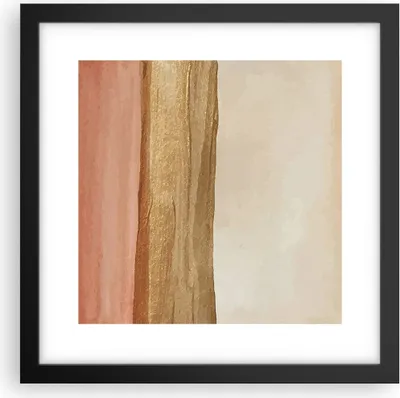 Produktbild von Gerahmtes Poster - Schwarzer Rahmen - Gold Abstraktion Linien - 30x30 cm - Wand Bild - Wanddeko - Wandbilder - Kunstposter - Wandposter - Bilderrahmen - Bilder - Kunstdruck - P2BAC30x30-4739