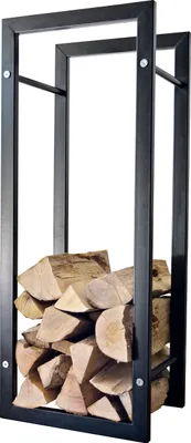 Produktbild von Dekorativer Kaminholzständer Brennholzhalter Kaminholz Ablage Kamin Holzständer für Innen- oder Außenbereich Schwarz (Hoher:B40cm, H100cm, T33,5cm, Gewicht6,65kg)