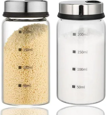 Obrázok produktu pre Poháre na korenie 200 ml z borosilikátového skla sada 2 šejkrov s otočným viečkom