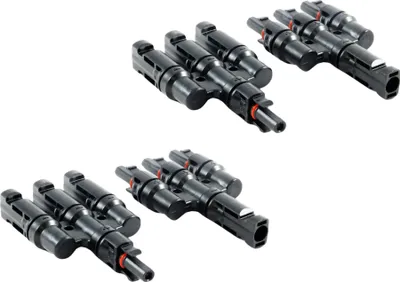 Produktbild von 2 Paar Solarstecker kompatibel mit MC4 Y 2 fach, 3 fach, 4 fach, 5 fach, 6 fach Stecker Kabel : T 3 fach Stecker Stecker: T 3 fach Stecker