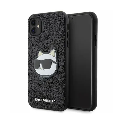 Produktbild von Karl Lagerfeld KLHCN61G2CPK iPhone 11 / Xr 6,1" schwarz/schwarzes Hartschalenetui mit glitzerndem Choupette-Patch Handyhülle