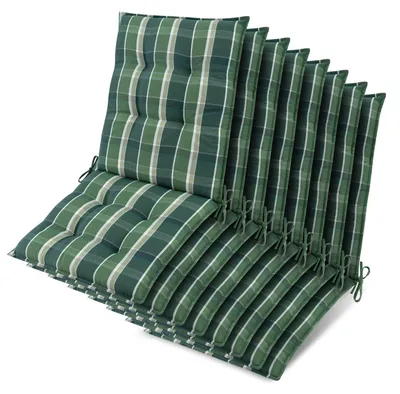 Produktbild von Beautissu 8er Set Sun-NL Niederlehner Auflage 105x50x8cm Grün-Kariert