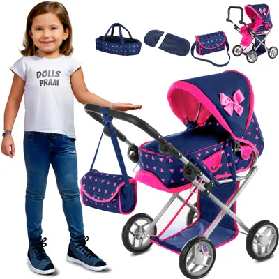 Produktbild von Puppenwagen 3-in-1 – Gondel und Buggy mit Tasche und Bettzeug – verstellbarer Griff