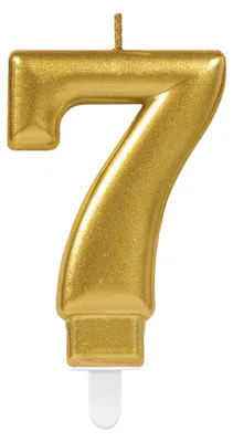 Produktbild von Amscan 10023030 Quantity Candle #7 Metallic Gold-1 Pc, 70