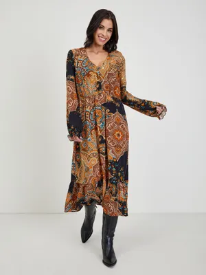 Produktbild von Orsay Braunes gemustertes Midikleid für Damen DP-3481411__XS
