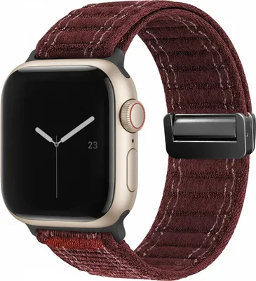 Produktbild von Smartwatch Armband für Apple Watch Series 4 40mm Nylon Textil Band Ersatzband Wechselband Magnetverschluss flexibel atmungsaktiv Rot Weinrot