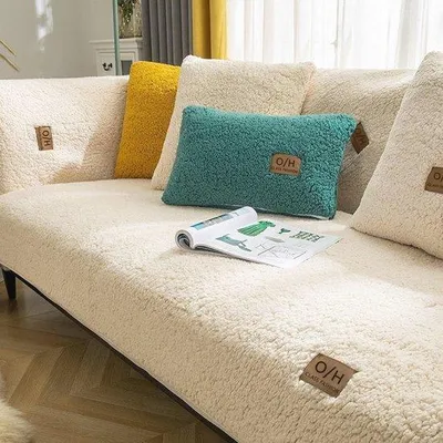 Immagine prodotto di Elementi in velluto per divani a 1/2/3/4 posti, antiscivolo, lavabili, beige, 90 x 90 cm