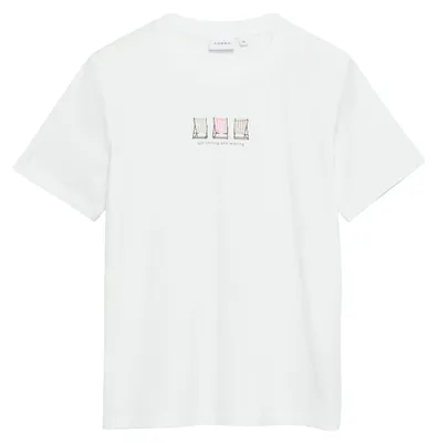 Produktbild von comma T-Shirt Weiß Größe 34 Rundhalsausschnitt kurzärmelig Regular Fit Artwork-Frontprint