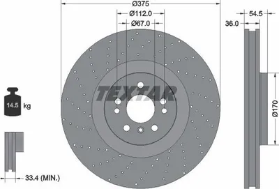 Produktbild von 2x TEXTAR Bremsscheibe 92279805 passend für MERCEDES-BENZ M-Klasse (W166) 54 5mm