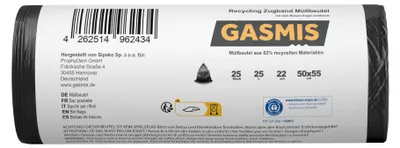 Productafbeelding van GASMIS vuilniszakken met trekkoord, 25 liter – 1 pak met 25 stuks | Recycling vuilniszakken, 20 µm