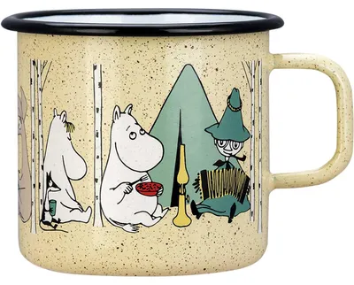Produktbild von Muurla Mumins Camper Tasse / Krug 0,8 l Emaille gelb, grün, mehrfarbig